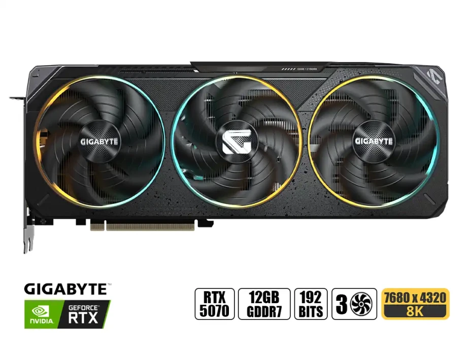 Tarjeta De Video Gigabyte  Rtx 5070 12gb Gddr7 Gaming Oc (gv-n5070gaming Oc-12gd) Geforce Nvidia 192 Bits, 3 Ventiladores