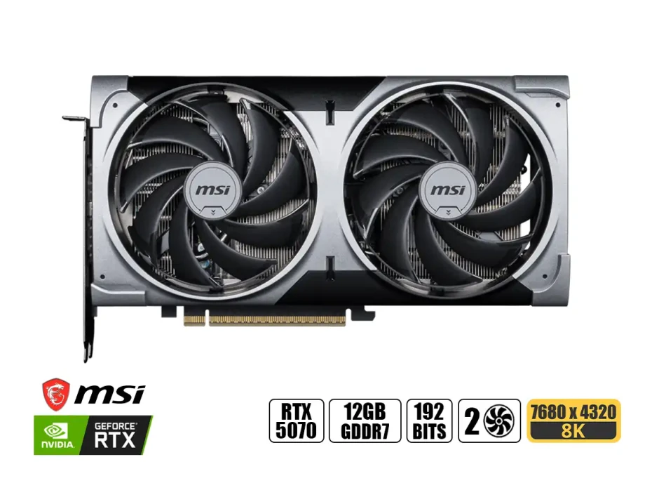 Tarjeta De Video Msi Rtx 5070 Ventus 2x Oc 12gb Gddr7 (912-v532-009) Geforce Nvidia 192 Bits, 2 Ventiladores