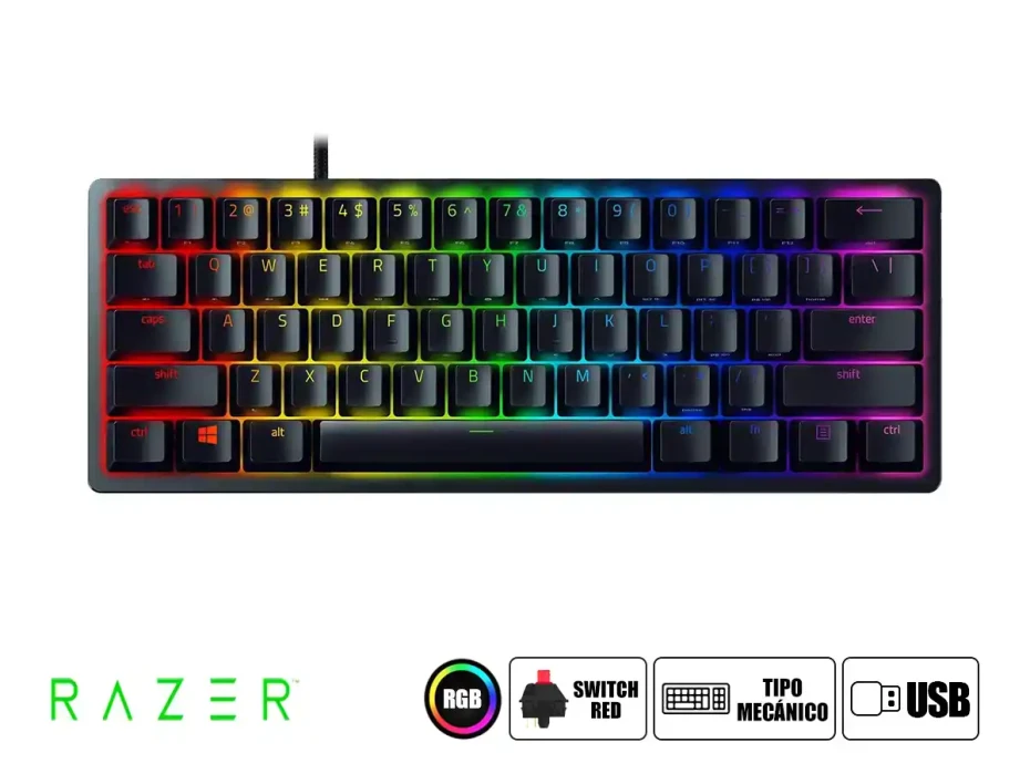 Teclado Razer Gaming Huntsman Mini (rz03-03390200-r3m1) Mecanico, Switch Red, Led Rgb, Us, Negro