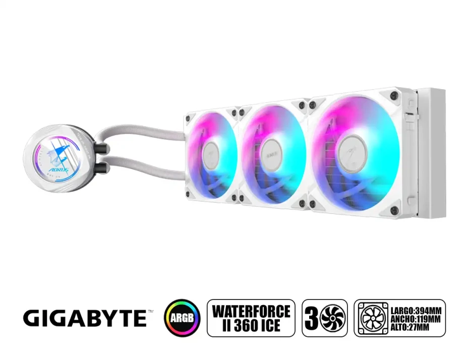 Sistema De Enfriamiento Liquido Gigabyte Aorus 360 Ii Waterforce Ice (gp-aorus Waterforceii360ice) Blanco, Led Rgb
