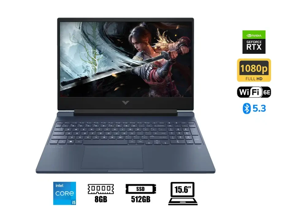 Laptop Hp Core  I5-12450h Victus 15-fa0021la Gaming (a14lcla#abm) 15.6" Fhd 144hz, Ram 8gb, Ssd 512gb, Nvidia Rtx 3050 4gb, Win11 Home, Azul, 12gen