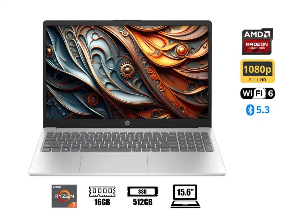Laptop Hp Ryzen 7-7730u 15-fc0012la (802n1la#abm) Pantalla 15.6", Ram 16gb, Ssd 512gb, Esp., S/s