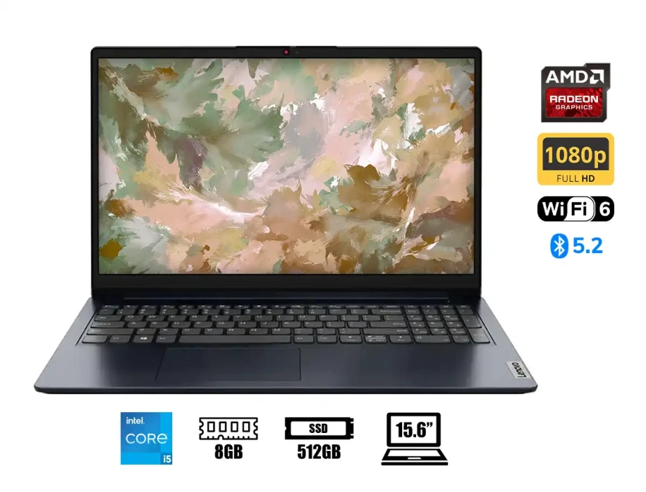 Laptop Lenovo Ryzen 5 7520u 1 15amn7 (82vg00myus) Pantalla 15.6" Fhd Ips, Ram 8gb, Ssd 256gb, Touchscreen, Win11, Abyss Blue