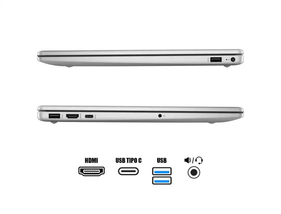 Laptop Hp Ryzen 5-7520u 15-fc0041 (b5th5ua#aba) Pantalla 15.6" Fhd Ips, Ram 8gb, Ssd 512gb, Win11, Natural Silver