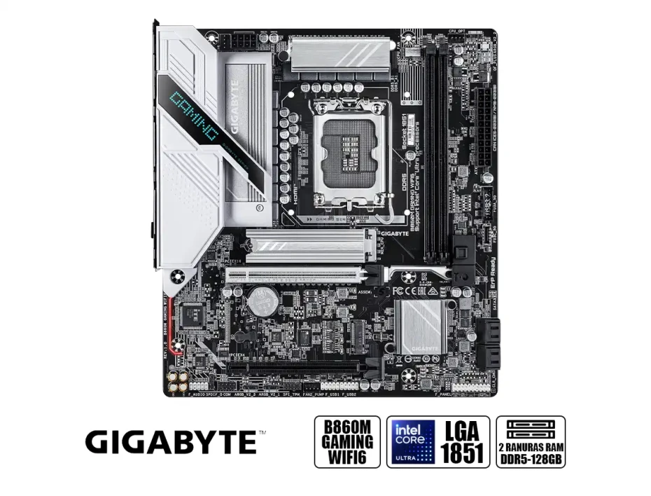 Placa Madre Gigabyte B860m Gaming Wifi 6 (90b860m Gaming Wifi6 ) Socket Lga 1851, Ram Ddr5 8666oc Mt/s, Core Ultra,
