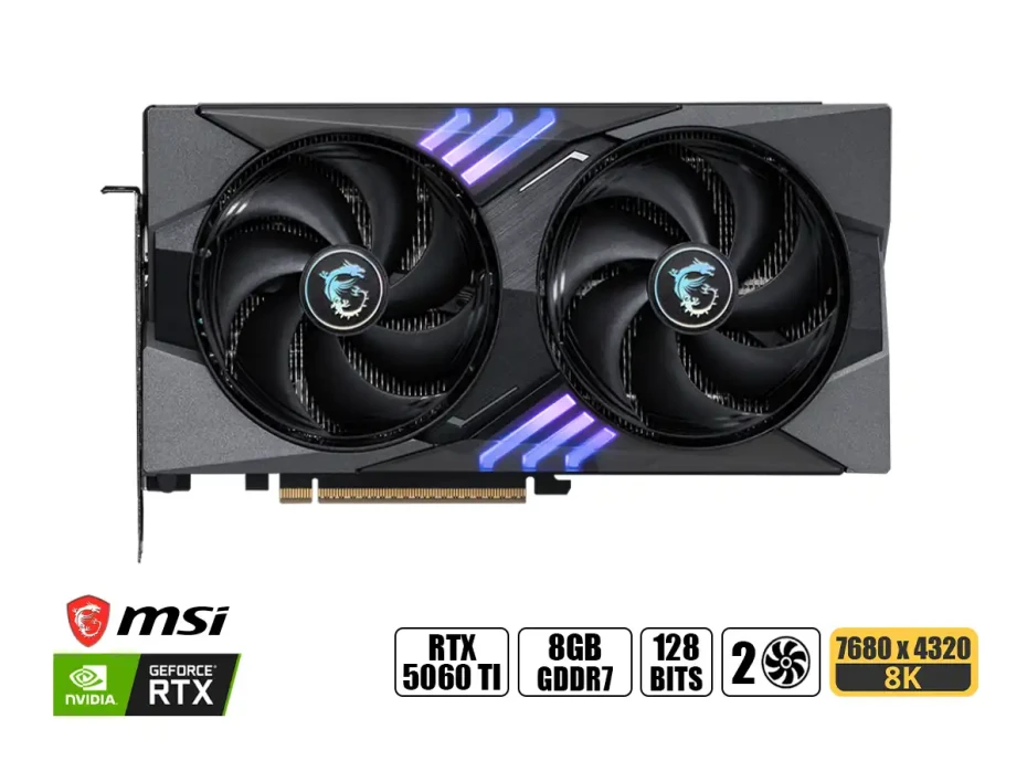 Tarjeta De Video Msi Rtx 5060 Ti 8gb Gaming Oc Gddr7 (rtx 5060 Ti 8g Gaming Oc) Geforce Nvidia, 128 Bits, 2 Ventiladores