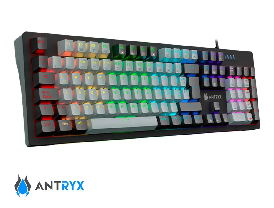 Teclado Gamer Antryx Chrome Storm Mk860l (amk-860lkgblr1-sp) Mecanico 100%, Switch Blue, Led Rgb