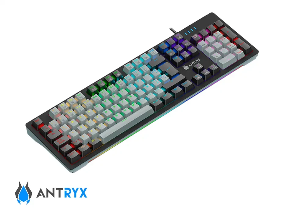 Teclado Gamer Antryx Chrome Storm Mk860l (amk-860lkgblr1-sp) Mecanico 100%, Switch Blue, Led Rgb