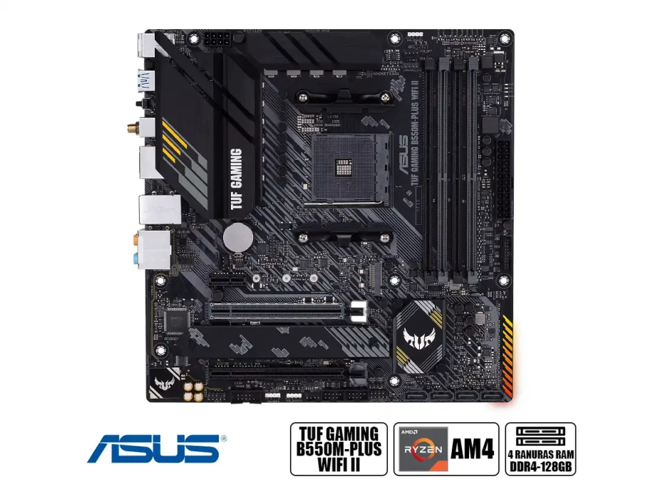 Placa Madre Asus B550m-plus Tuf Gaming Wifi Ii (90mb19y0-m0eay0) Amd Ryzen Am4, Ram Ddr4 Buss 4866oc Mhz, Rgb