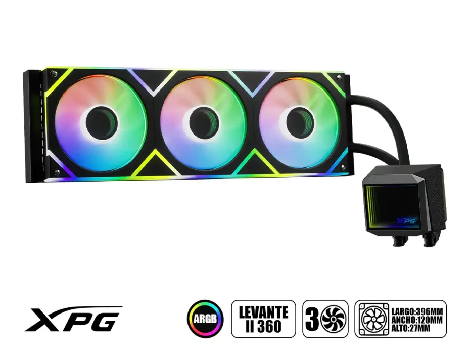 Sistema De Enfriamiento Liquido Xpg Levante 360 Ii Full Rgb ( Levanteii360-bkcww ) Bomba Espejo Infinito- Fan Argb | Am5 - 1700 -