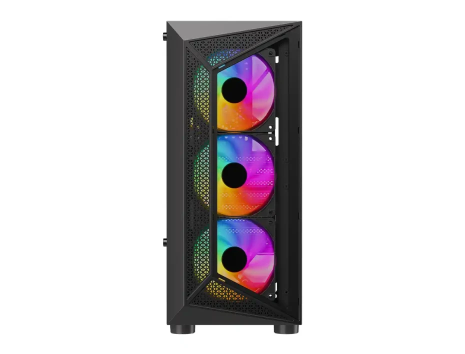Case Halion Geminis Cr30 Fuente 500w (geminis Cr30) Panel De Vidrio Templado, 4 Ventiladores, Negro