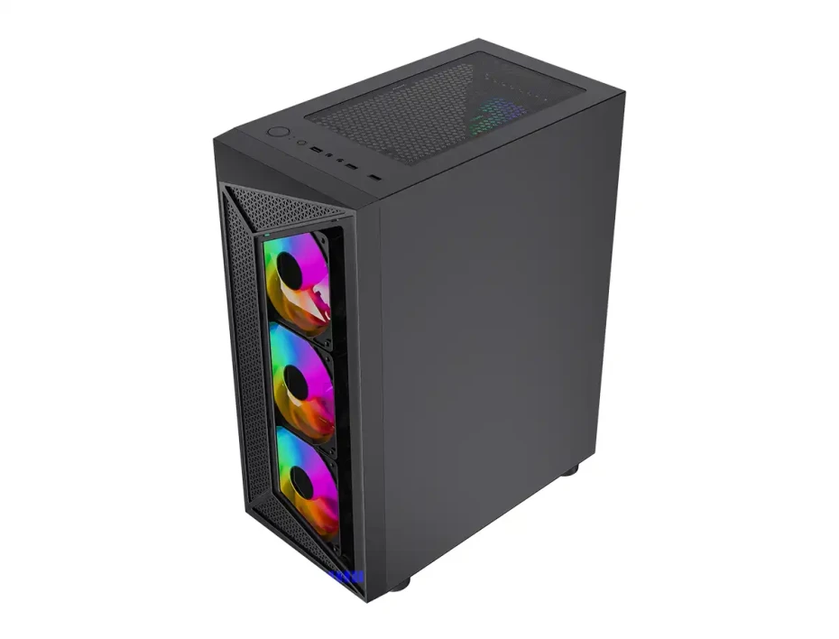 Case Halion Geminis Cr30 Fuente 500w (geminis Cr30) Panel De Vidrio Templado, 4 Ventiladores, Negro