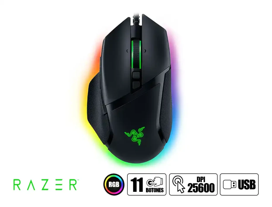 Mouse Razer Basilisk V3 Gaming (rz01-04000100-r3u1) Hasta 26.000 Dpi, 11 Botones Programables, Rgb, Negro