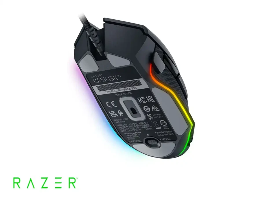 Mouse Razer Basilisk V3 Gaming (rz01-04000100-r3u1) Hasta 26.000 Dpi, 11 Botones Programables, Rgb, Negro