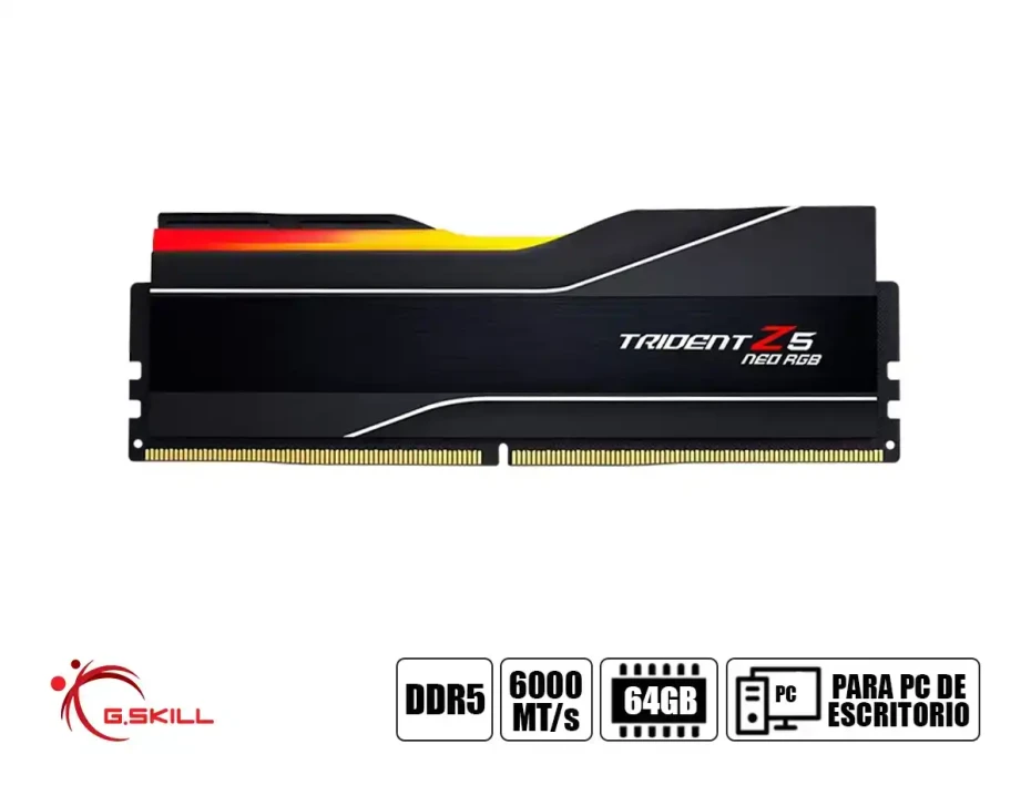 Memoria Ram G.skill Ddr5 32gb (16gbx2) Trident Z5 Neo Rgb (f5-6000j3636f16gx2-tz5nr) 6000 Mt/s, Negro, Amd Expo - Intel Xmp 3.0