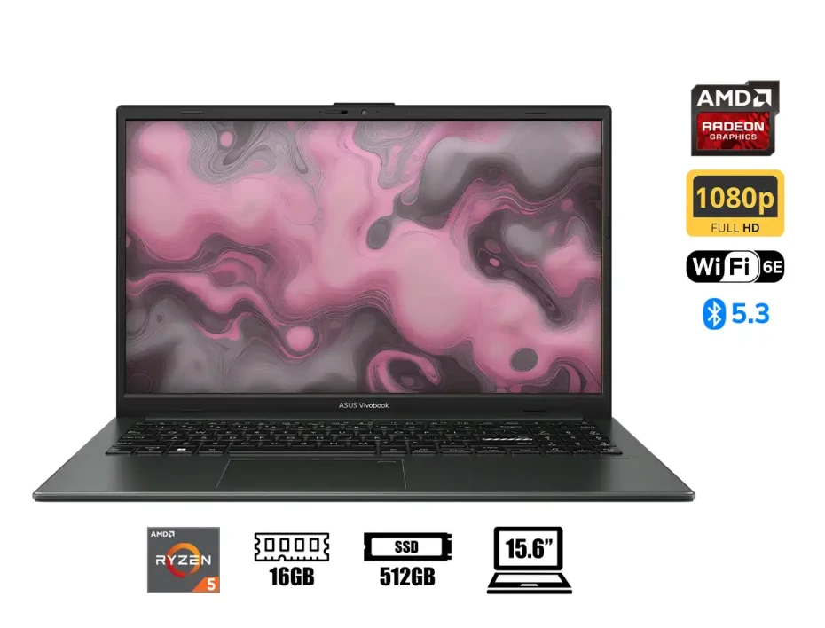 Laptop Asus Ryzen 5 7520u Vivobook Go E1504fa (e1504fa-os54as54) Pantalla 15.6" Fhd, Ram 16gb, Ssd 512gb, Amd Radeon Graphics, Win11, Negro