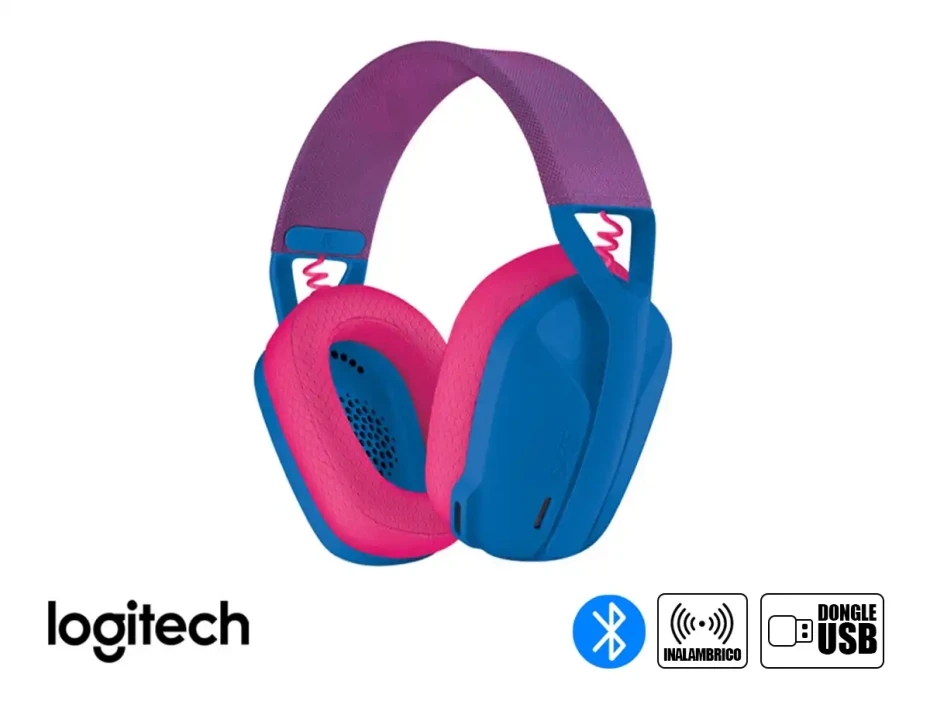 Auricular Inalambrico Logitech Lightspeed G435 Gaming (981-001061) Con Microfono, Azul / Rosado