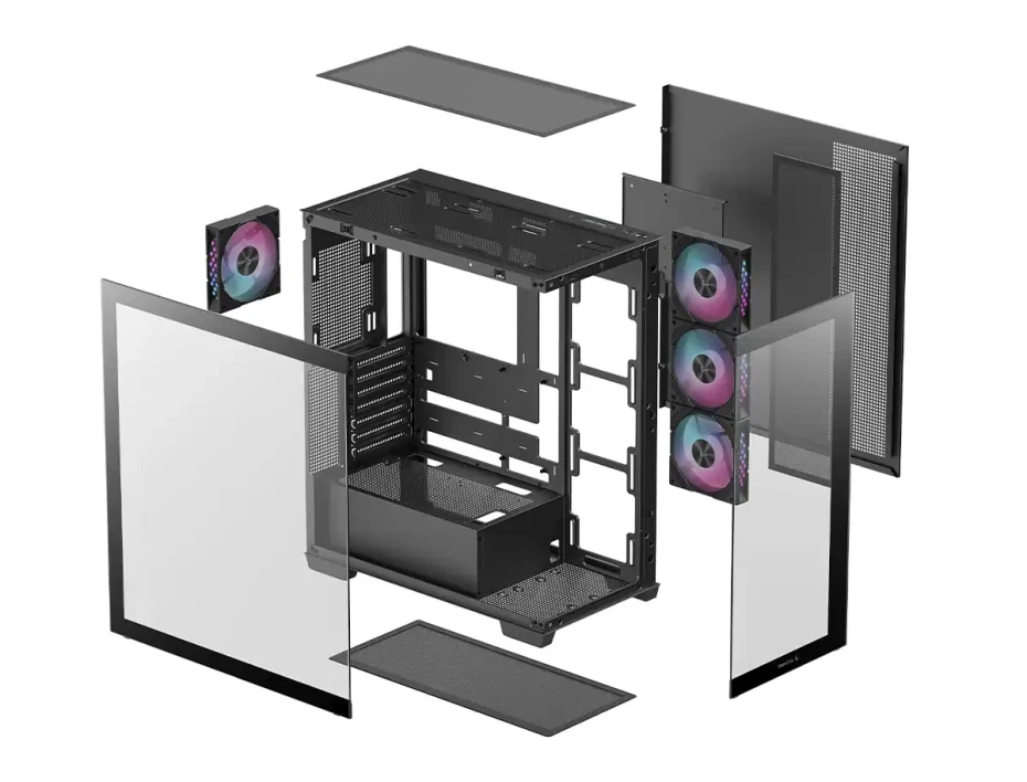 Case Deepcool Gaming Cg580 4f S/fuente  (r-cg580-bkada4-g-1) Paneles De Vidrio Templado, Negro
