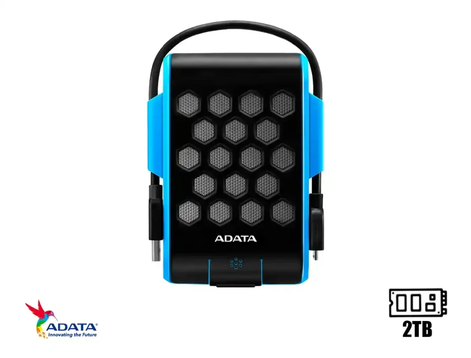 Disco Duro Externo Adata 2tb Hd720 Anti Golpe, Conexion Usb 3.0, Unidad De Almacenamiento Portable, Negro C/ Azul (ahd720-2tu31-cbl)