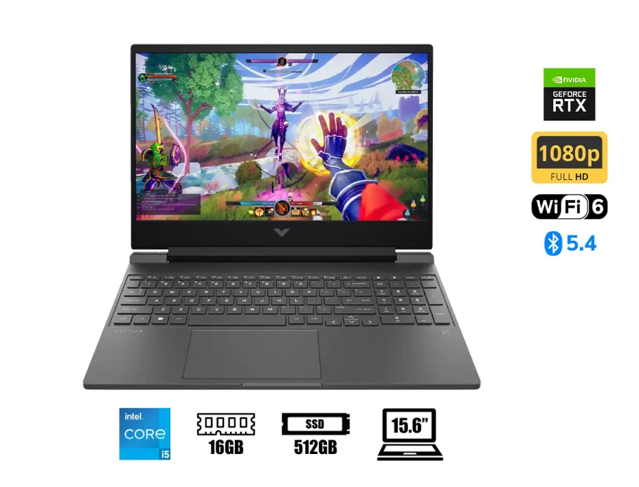 Laptop Hp Core I5-13420h Victus 15-fa2701 Gaming (b8ln4ua#aba) Pantalla 15.6" Fhd 144hz, Ram 16gb, Ssd 512gb, Rtx 4050 6gb, Win11, Silver, 13gen.