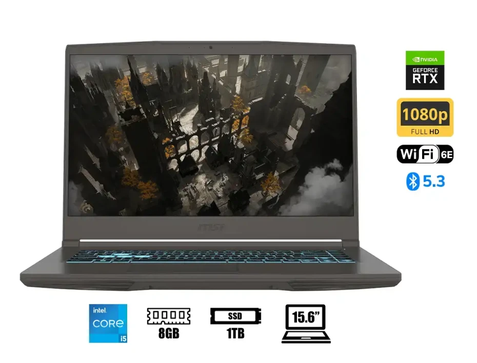 Laptop Msi Core I5 13420h Thin 15 B13uc (9s7-16r831-3035) Pantalla 15.6" Fhd 144hz, Ram 8gb, Ssd 1tb, Rtx 3050 4gb, Win11, 13gen.