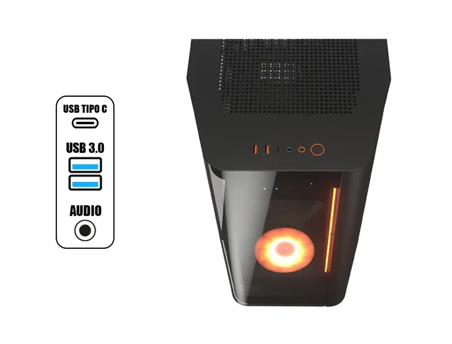 Case Cougar Gaming S/fuente, Fv270 Rgb+plataforma Rotating Black Cgr-58m6b-rgb-rgb (3858m60.0005p-rot) Panel De Vidrio, DiseÑo Pecera  4 Ventiladores,
