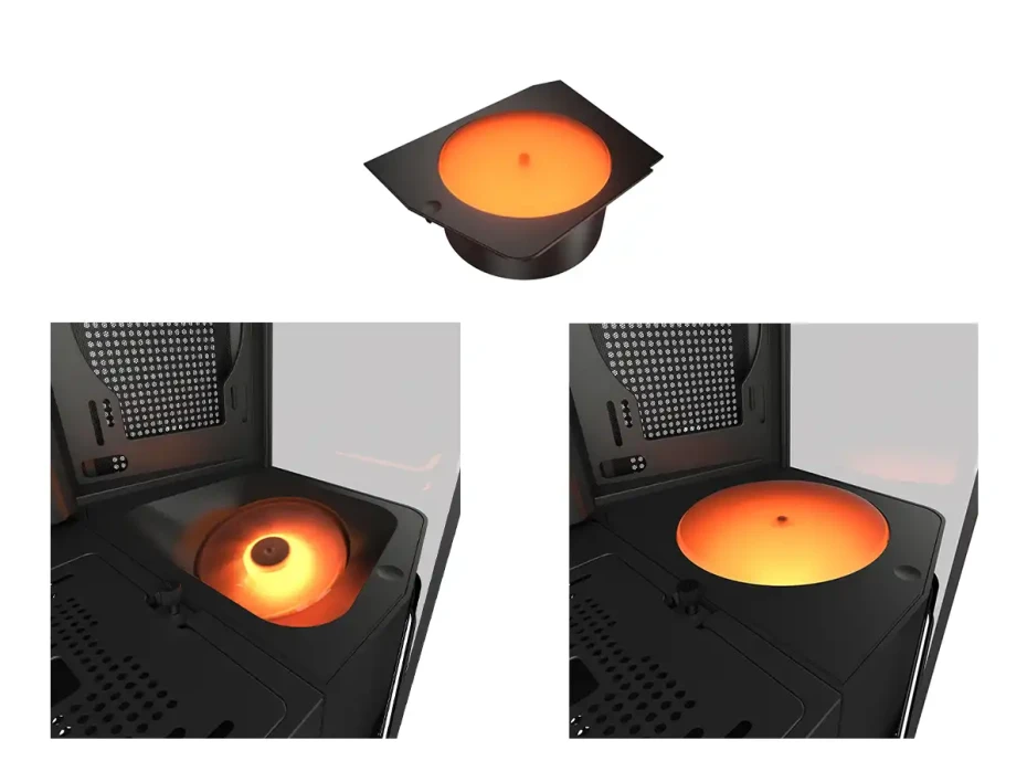 Case Cougar Gaming S/fuente, Fv270 Rgb+plataforma Rotating Black Cgr-58m6b-rgb-rgb (3858m60.0005p-rot) Panel De Vidrio, DiseÑo Pecera  4 Ventiladores,