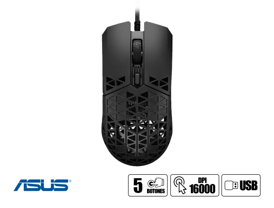 Mouse Asus Gaming P307 Tuf Gaming M4 Air (90m-p307-tuf-m4-air) Hasta 16000 Dpi, Receptor Dual, 5 Botones