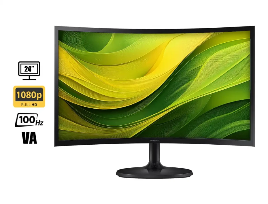 Monitor Samsung 24 Pulgadas Ls24d360g (ls24d360galxpe) Frecuencia 100hz, Fhd Va, Curvo 1800r, 4ms, 1vga, 1 Hdmi