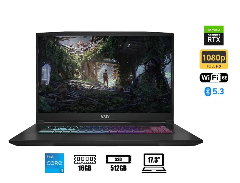 Laptop Msi Core I7-13620h Katana 17 B13vfk-1293pe (9s7-17l541-1293) 17.3" Fhd 144hz, Ram 16gb,  Ssd M.2 512gb, Rtx4060 8gb, Win11, Esp, 13gen.