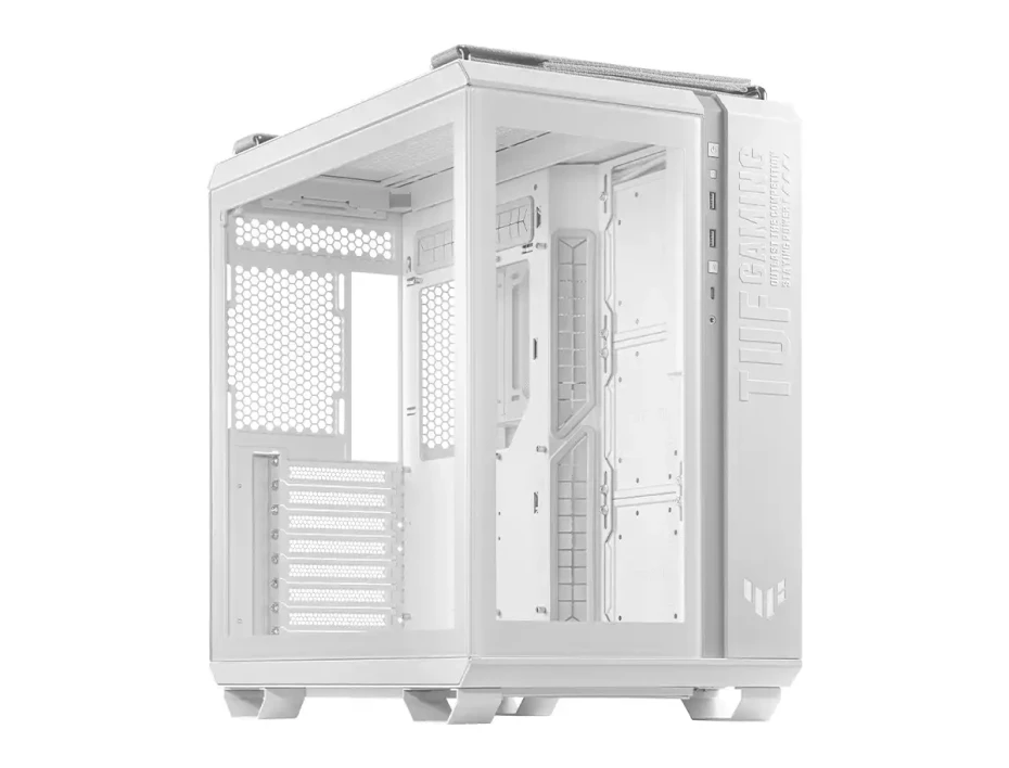 Case Asus Tuf Gaming Gt502/wht/tg S/fuente (90dc0093-b08000) Panel De Vidrio, Blanco
