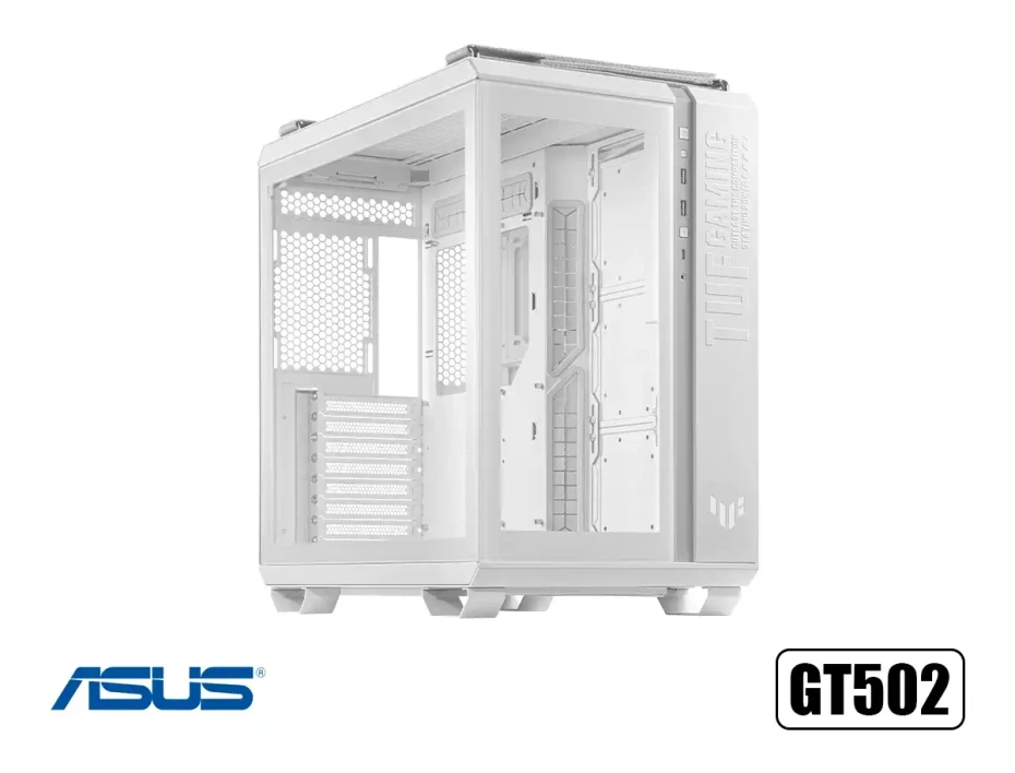Case Asus Tuf Gaming Gt502/wht/tg S/fuente (90dc0093-b08000) Panel De Vidrio, Blanco