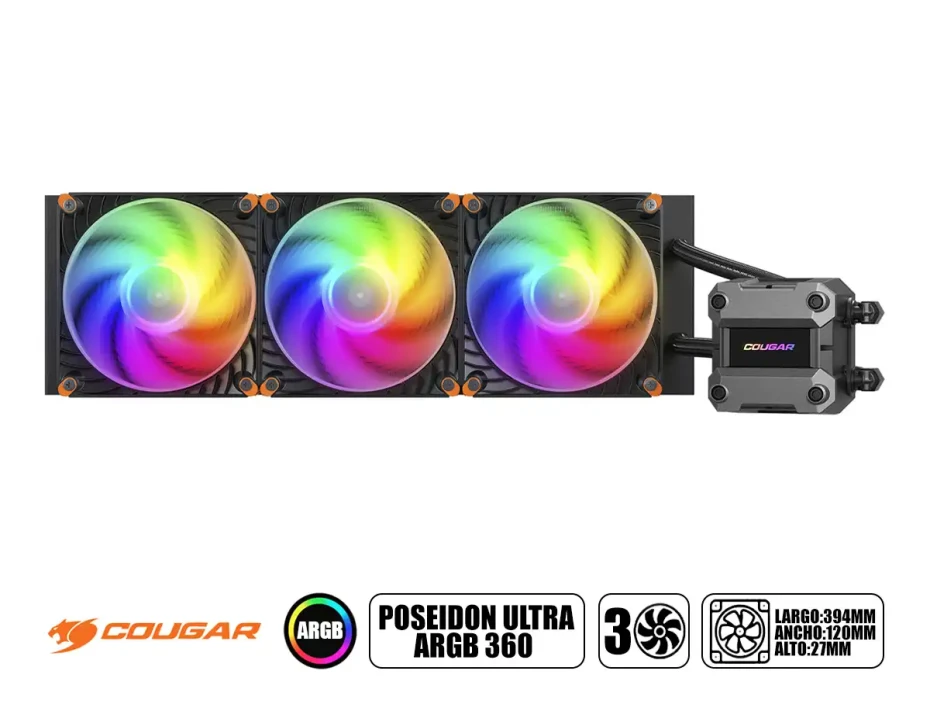 Sistema De Enfriamiento Liquido Poseidon Ultra Argb 360 (3mpul360.0001) Led Argb, Negro