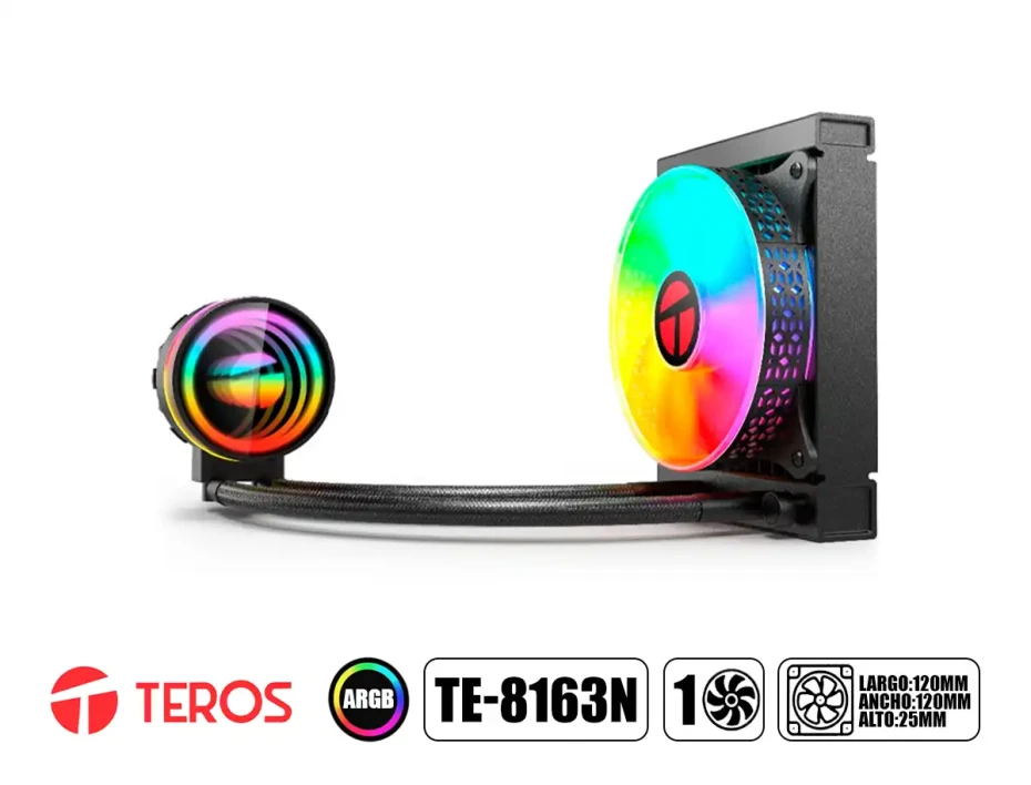 Sistema De Enfriamiento Liquido Teros (te-8163n) 1 Ventilador Argb, Negro