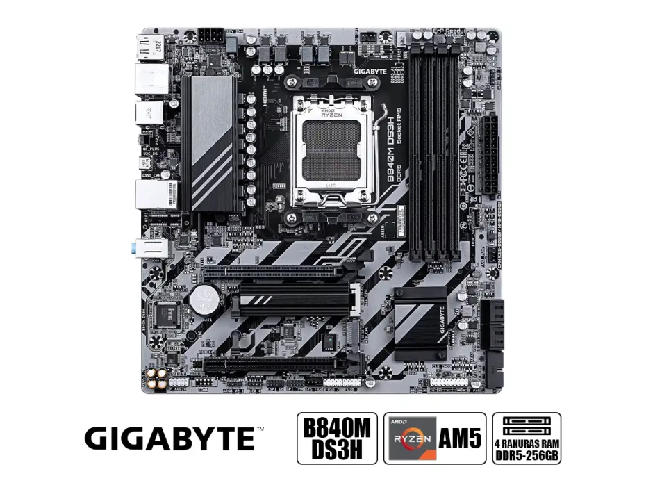 Placa Madre Gigagbyte B840m  (gv-b840m-ds3h) Am5 4 Slot Pci 5.0