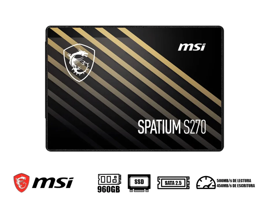 Unidad De Almacenamiento Ssd Sata 2.5 Msi 960gb Spatium S270 (spatium S270960) 500mb/s