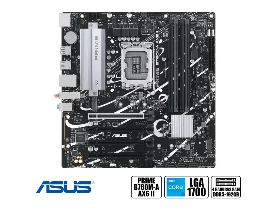 Placa Madre Asus B760m A Ax6 Ii (prime B760m-a Ax6 Ii) Socket Lga 1700, Ram Ddr5  Buss 7200oc Mhz, Wifi