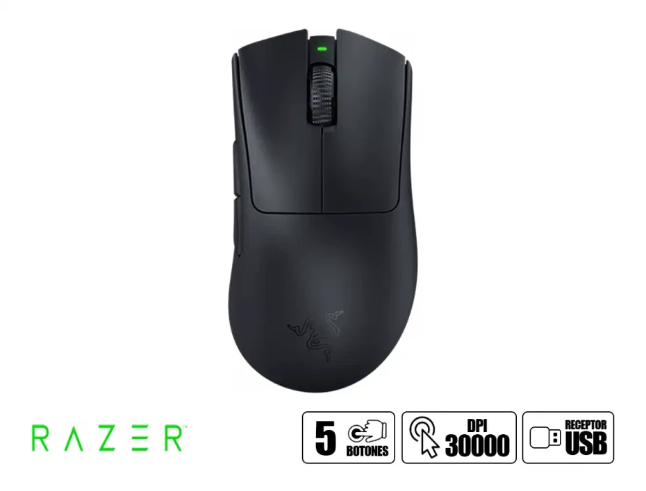 Mouse Inalambrico Razer Deathadder V3 Pro Gaming (rz01-04630300-r3wl) Hasta 30,000 Dpi, 5 Botones Programables, Negro