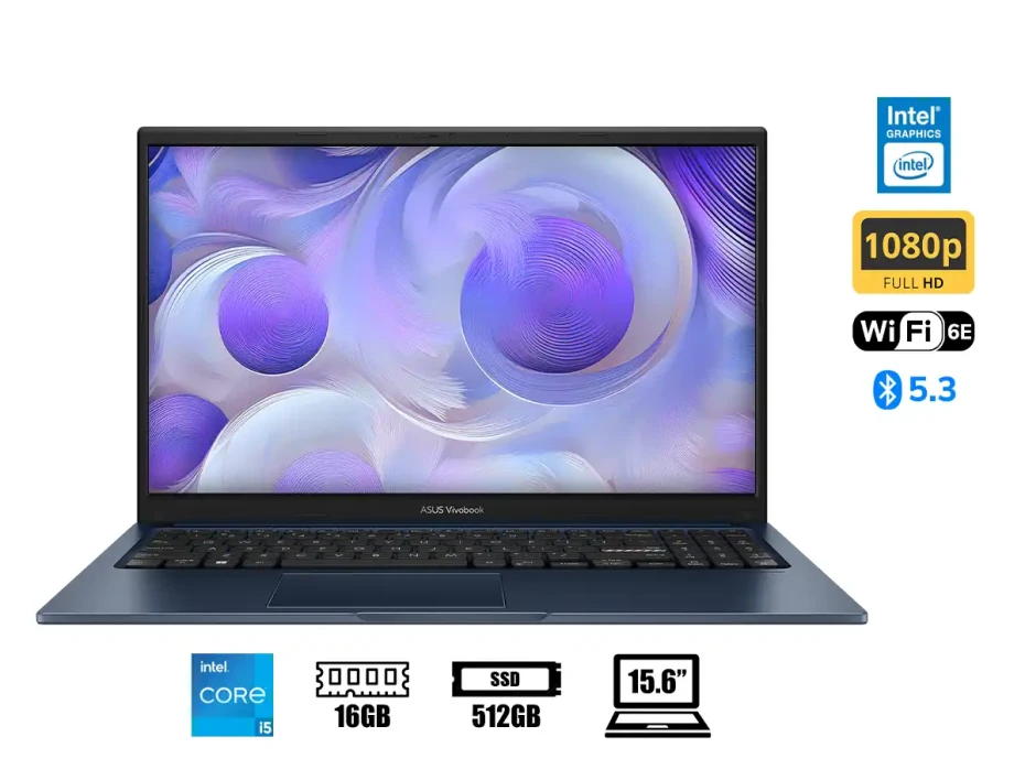 Laptop Asus Core I5 1334u 250 (90nb10j1-m02sz0) Vivobook Pantalla 15.6" Fhd Tactil, Ram 16gb, Ssd 512gb, S/sistema, Es., 13gen.