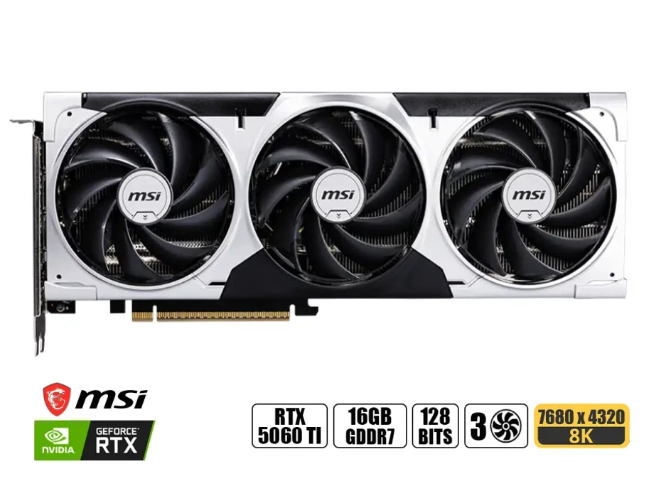 Tarjeta De Video Msi Rtx 5060 Ti 16gb Ventus3x Oc Gddr7 (rtx5060ti 16g Ventus 3x Oc  ) Geforce Nvidia, 128 Bits, 3 Ventiladores