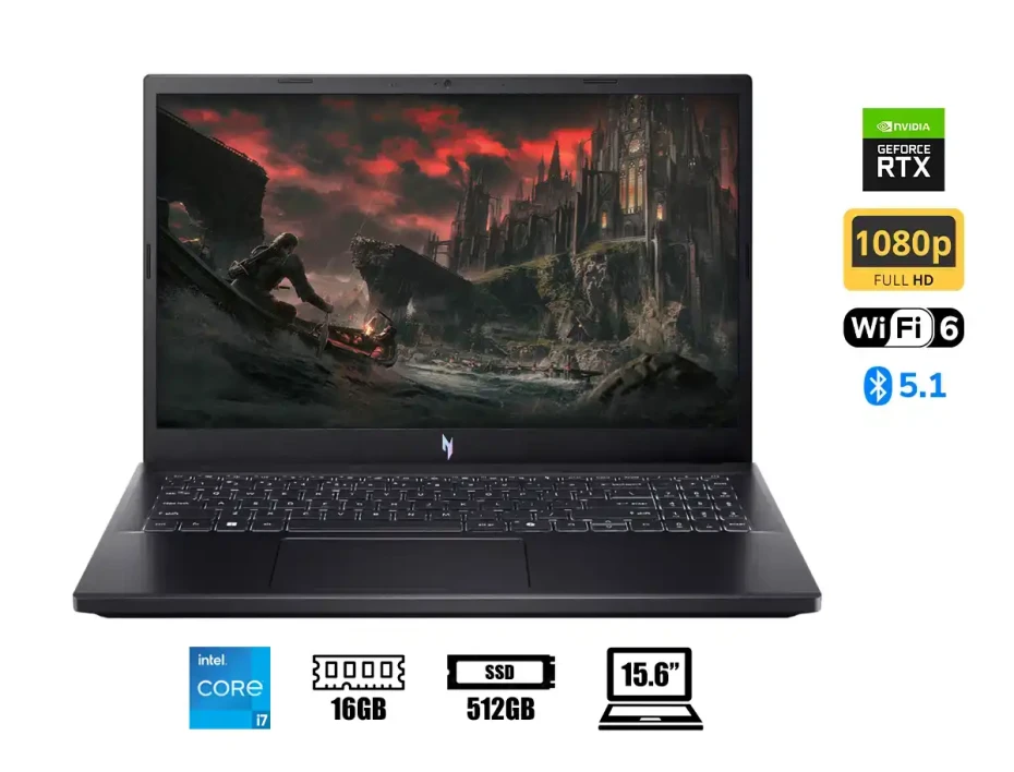 Lapptop Acer Core I7-13620h Anv15-51-73b9 Nitro Gaming (anv15-51-73b9) 15.6'' Fhd 144hz, Ram 16gb, Ssd 512gb, Rtx 4050 6gb, Win11, Black, 13gen.