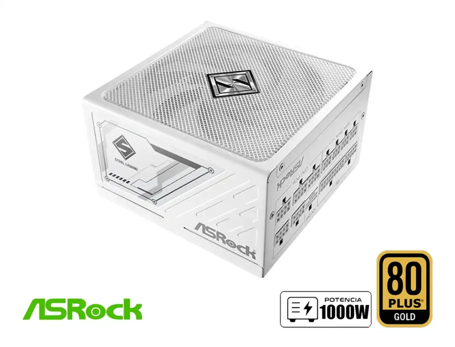Fuente De Poder Asrock Steel Legend 1000w (sl-1000gw) Modular, Atx 80 Plus Gold, Blanco