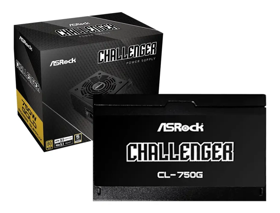 Fuente De Poder Asrock Challenger 750w (cl-750g) No Modular, Atx 80 Plus Gold, Negro