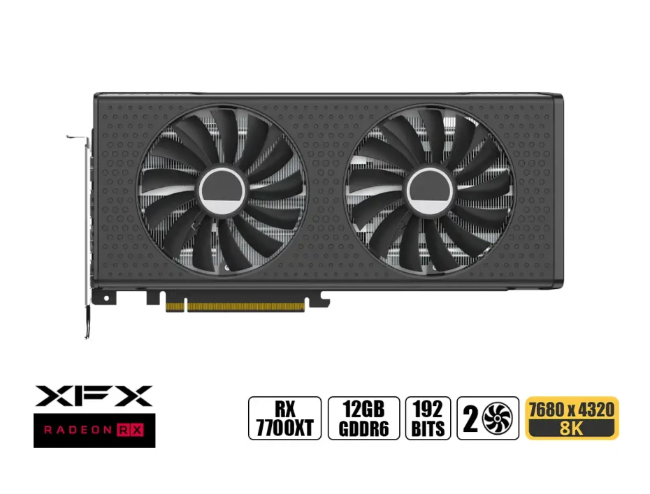 Tarjeta De Video Xfx Rx 7700 Xt 12gb Gddr6 Speedster Swft210 (rx-77tswftfp) Radeon 192 Bits, 2 Ventiladores