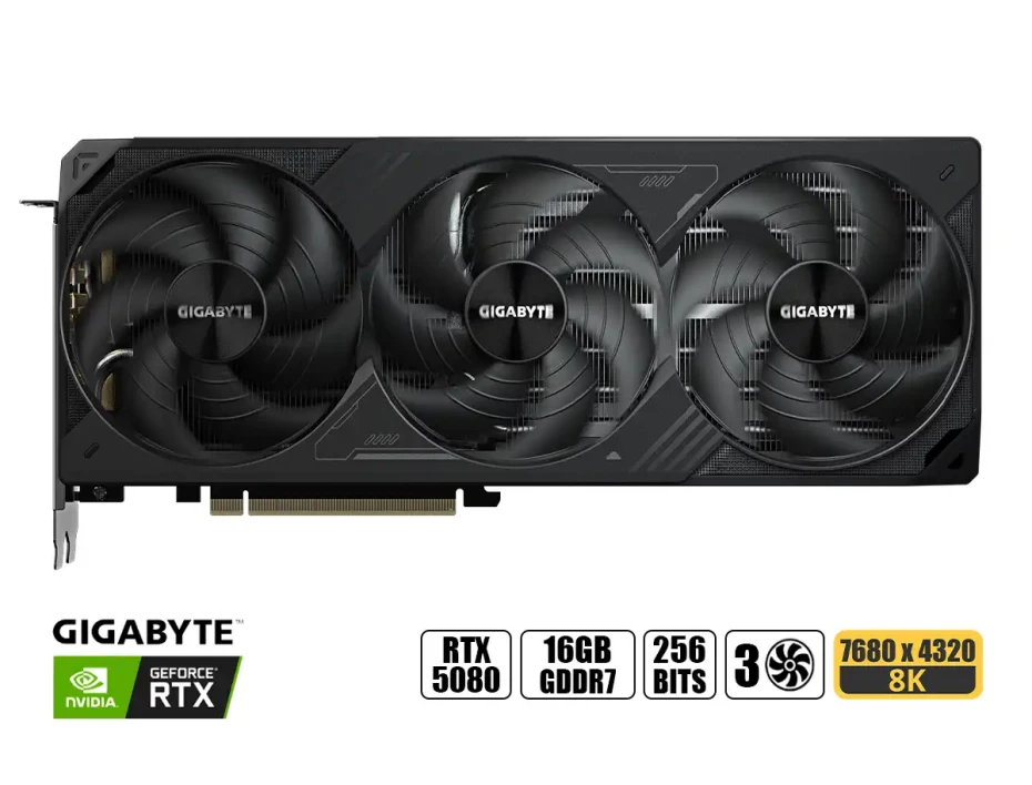 Tarjeta De Video Gigabyte Rtx 5080 Windforce Sff 16gb Gddr7 (gv-n5080wf3-16gd) Geforce Nvidia 256 Bits, 3 Ventiladores