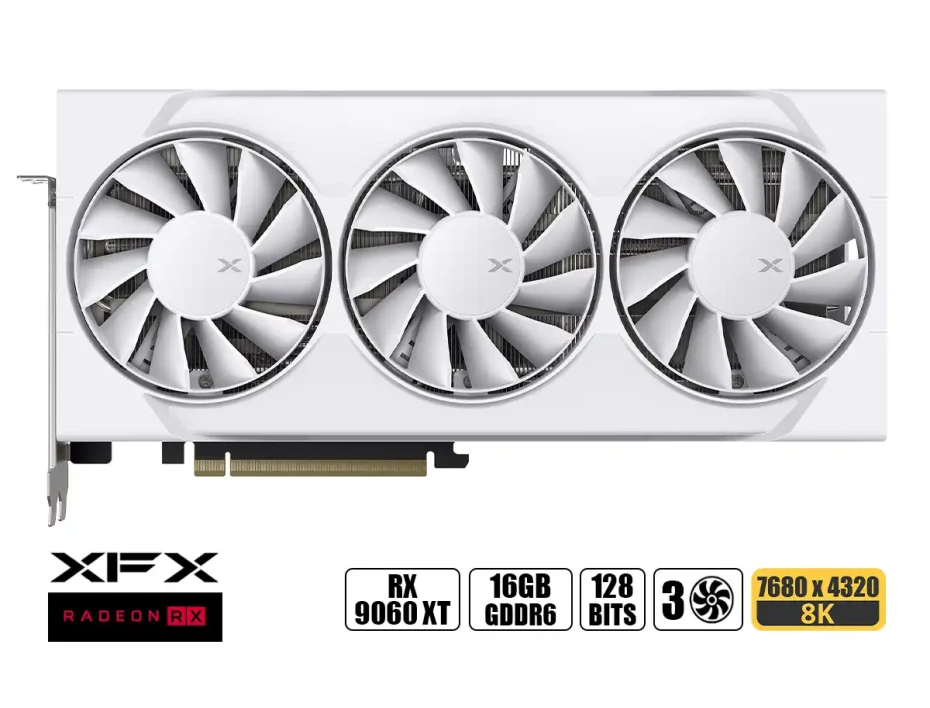 Tarj. Video Xfx Rx 9060xt 16gb 128 Bit Pci 5.0 Gddr6 (rx-96ts316w7) White