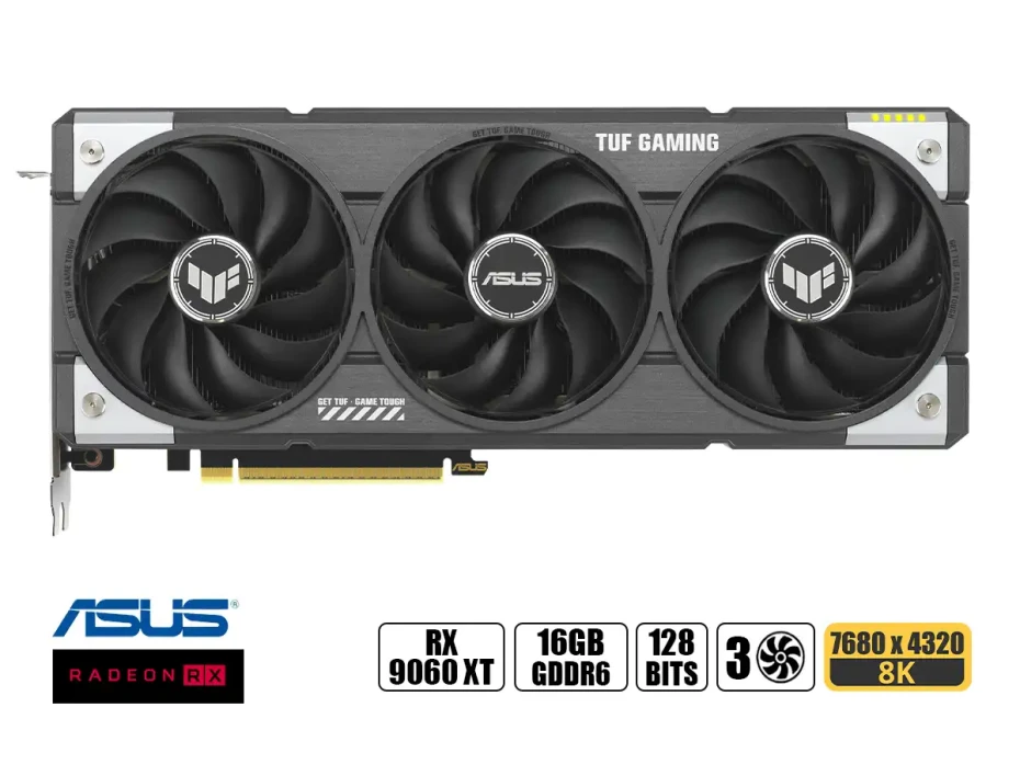 Tarjeta De Video Asus Rx 9060xt Tuf Gaming 16gb 128 Bit Pci 5.0 Gddr6 (vd16asrx906xtto)
