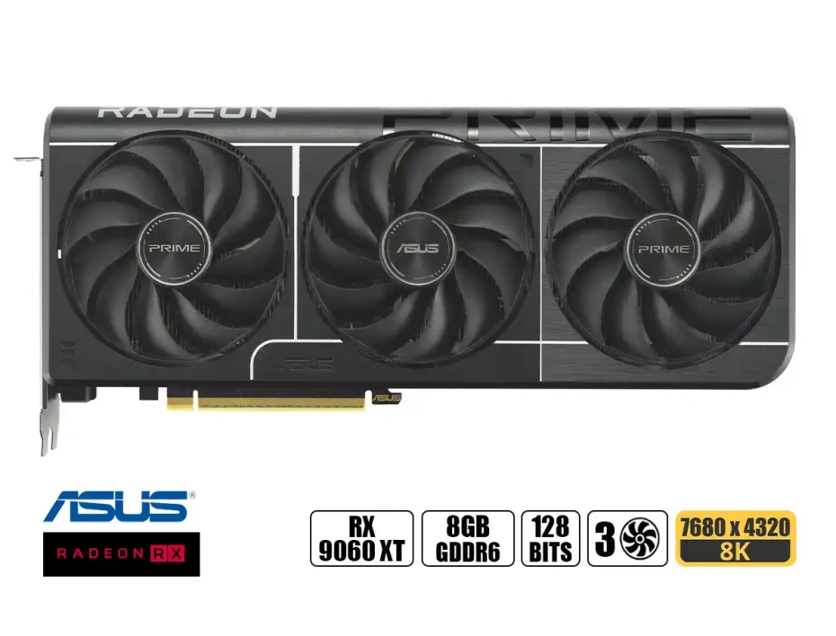 Tarjeta De Video Asus Rx 9060xt Prime 8gb 128 Bit Pci 5.0 Gddr6 (vd8gasrx906xtpo)