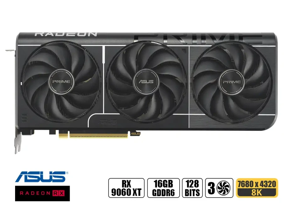 Tarjeta De Video Asus Rx 9060xt Prime 16gb 128 Bit Pci 5.0 Gddr6 (vd16asrx906xtpo)