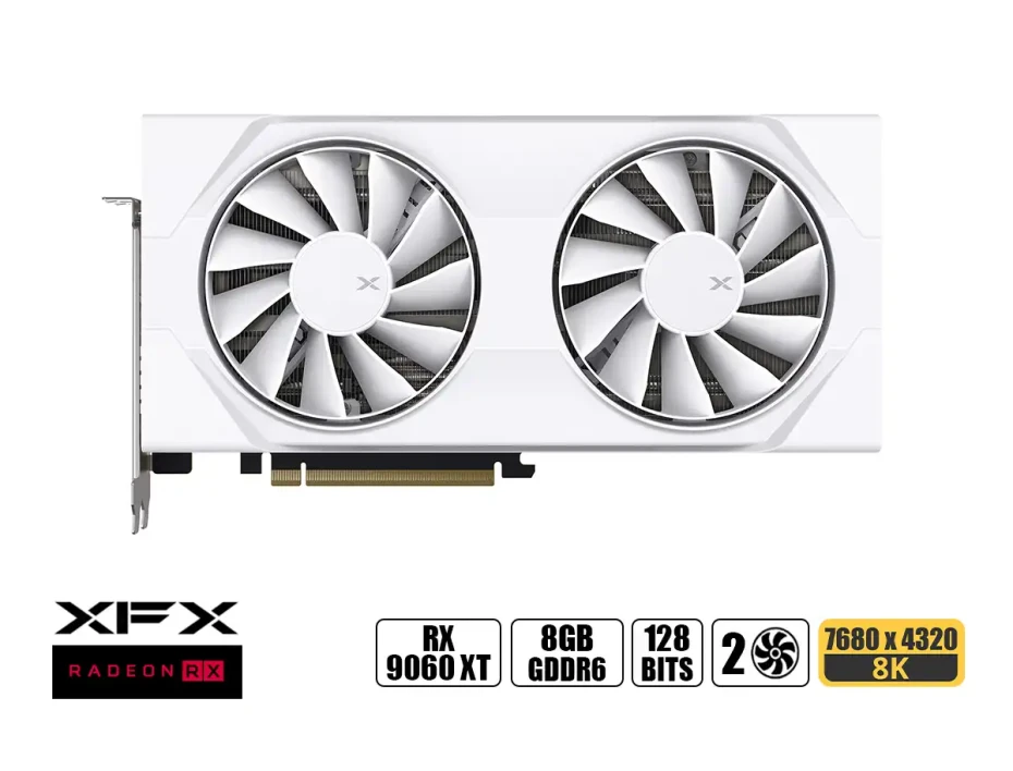 Tarj. Video Xfx Rx 9060xt 8gb 128 Bit Pci 5.0 Gddr6 (rx-96tsw8gwq) Blanco